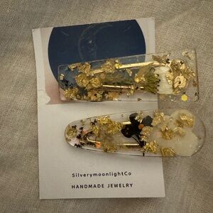 Gold and Black Hair Clips perfect for wedding!!